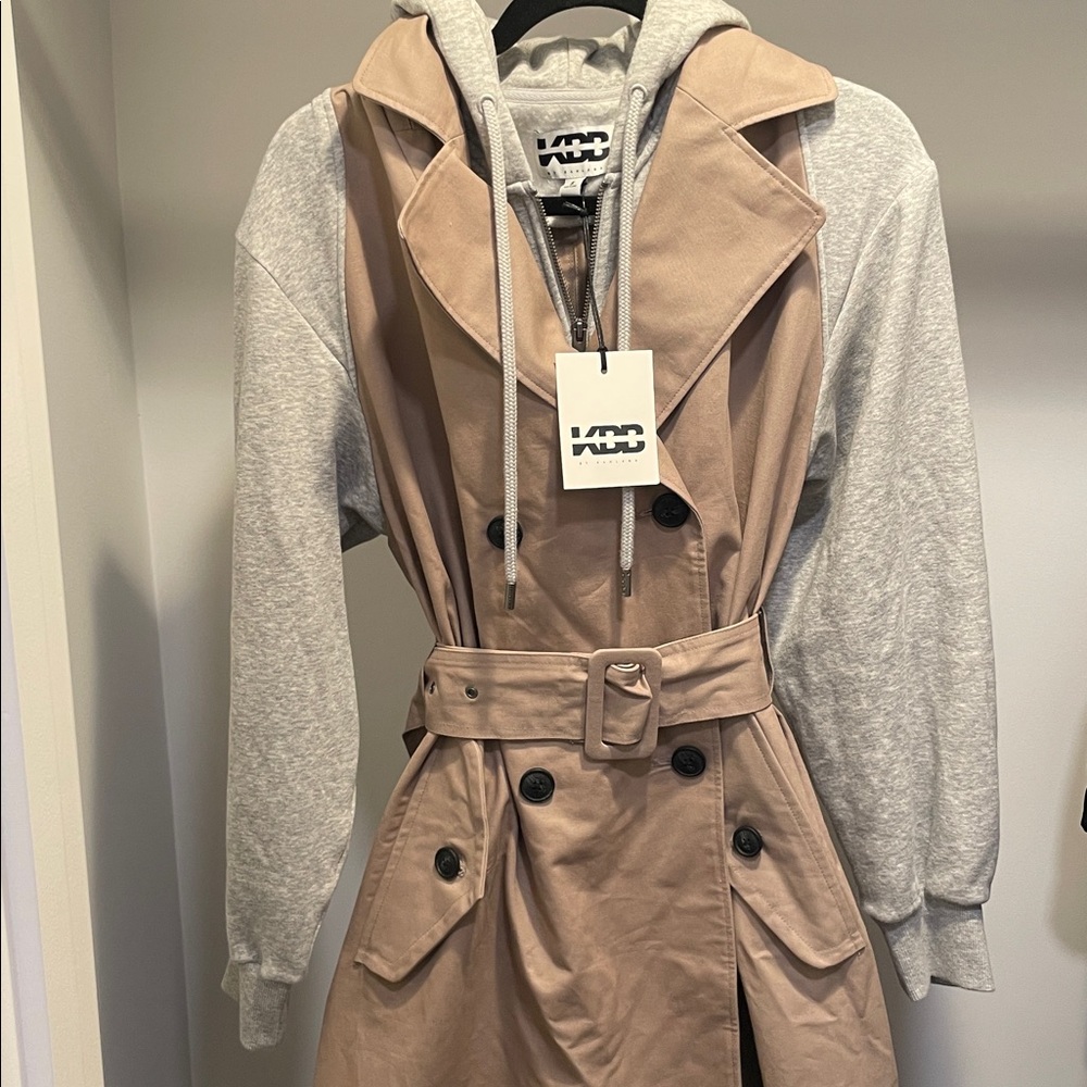 KBB by KAHLANA Target The Sweatshirt Trench Coat Khaki/Heather Gray size Small